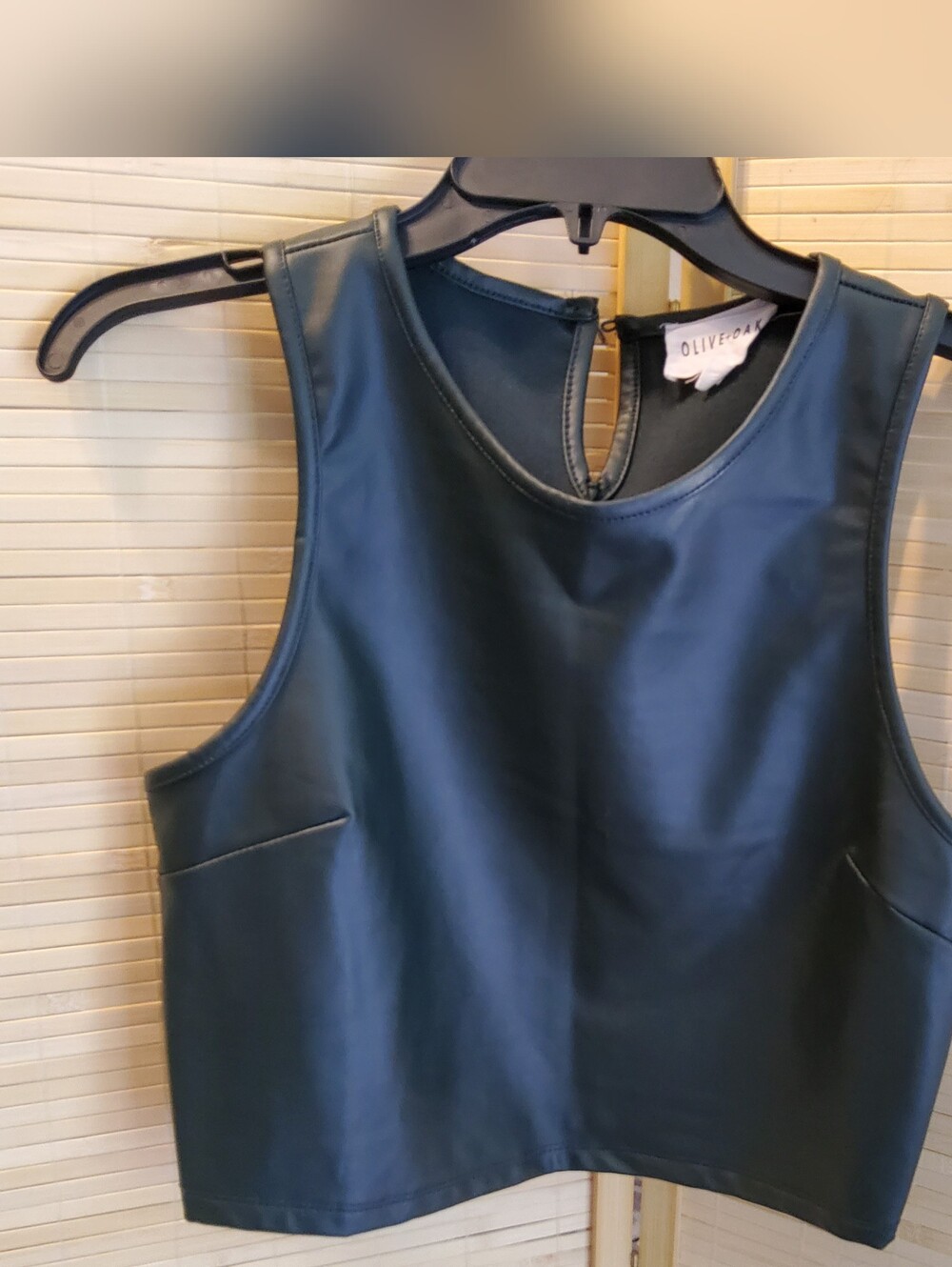 Olive & Oak Black Faux Leather Crop Camisole